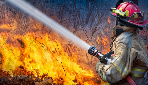 Firefighter fighting a wildfire