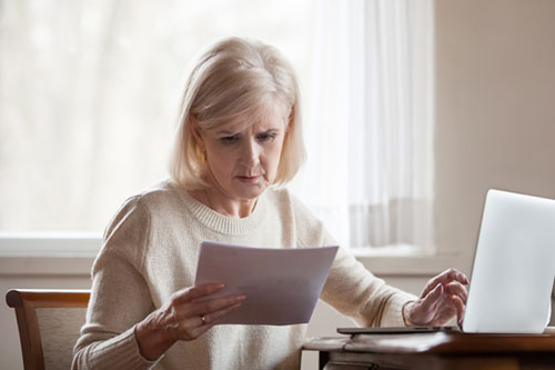 Woman reading documents