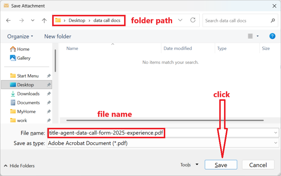 note both the folder path and the file name before clicking the Save button