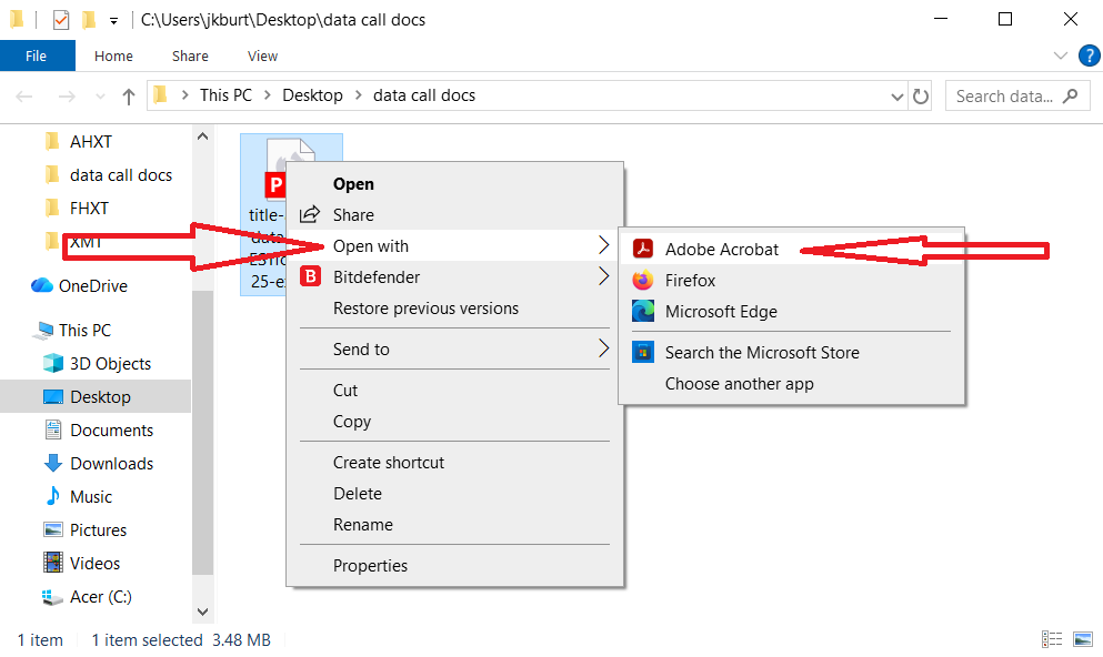 right click on the saved form, select to open with Adobe