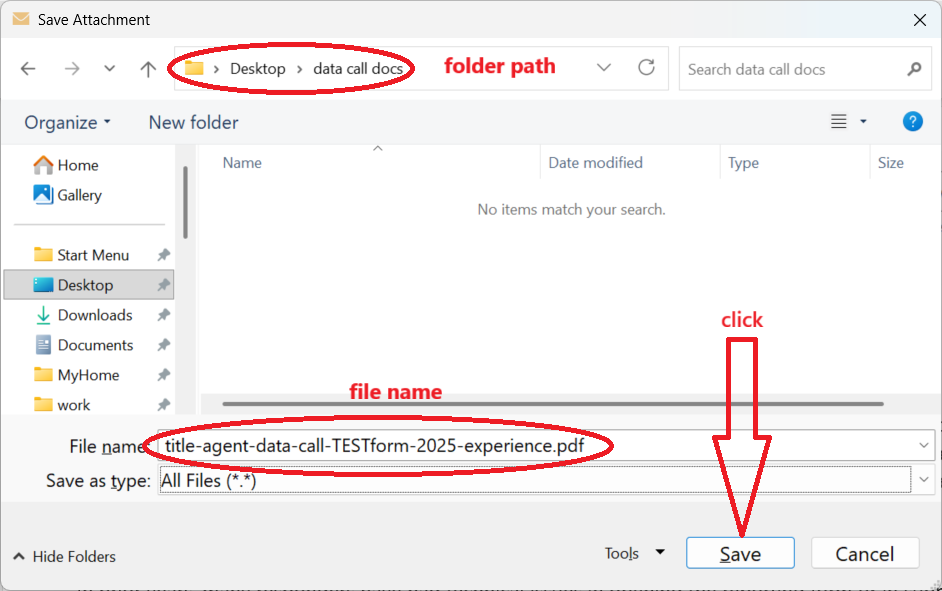 note both the folder path and the file name before clicking the Save button