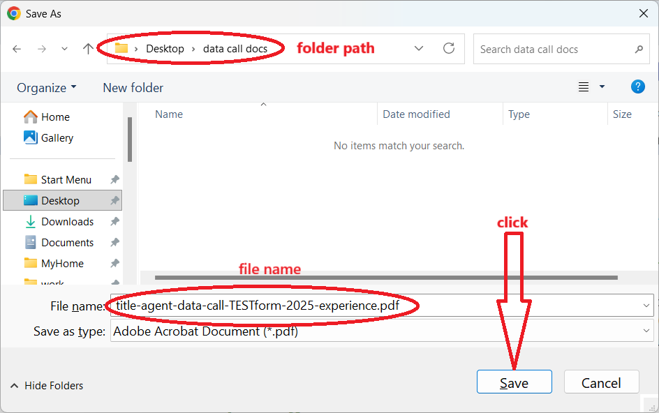 note both the folder path and the file name before clicking the Save button